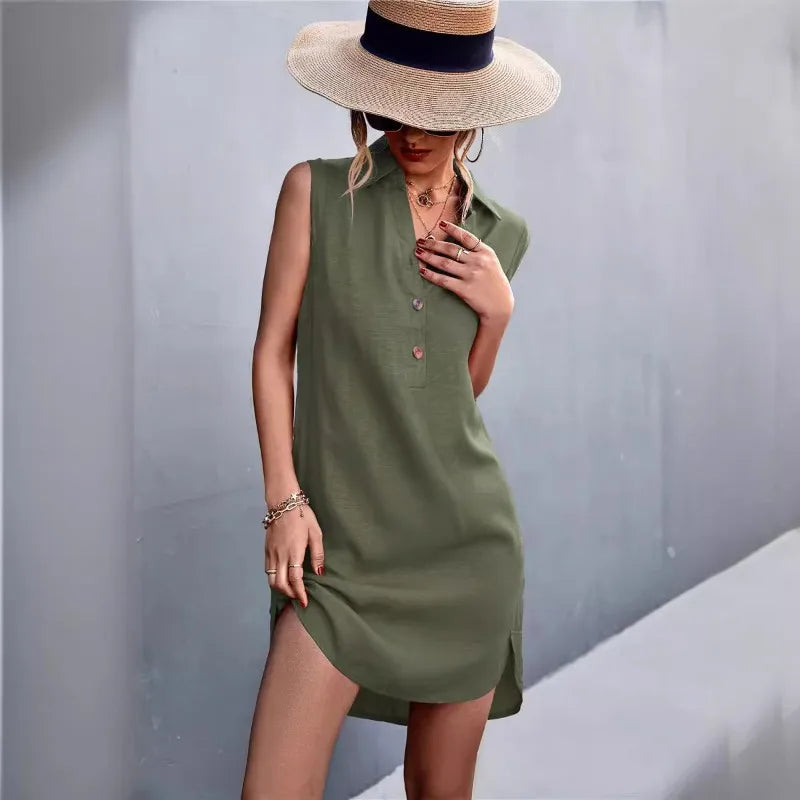 V-neck Sleeveless Dress