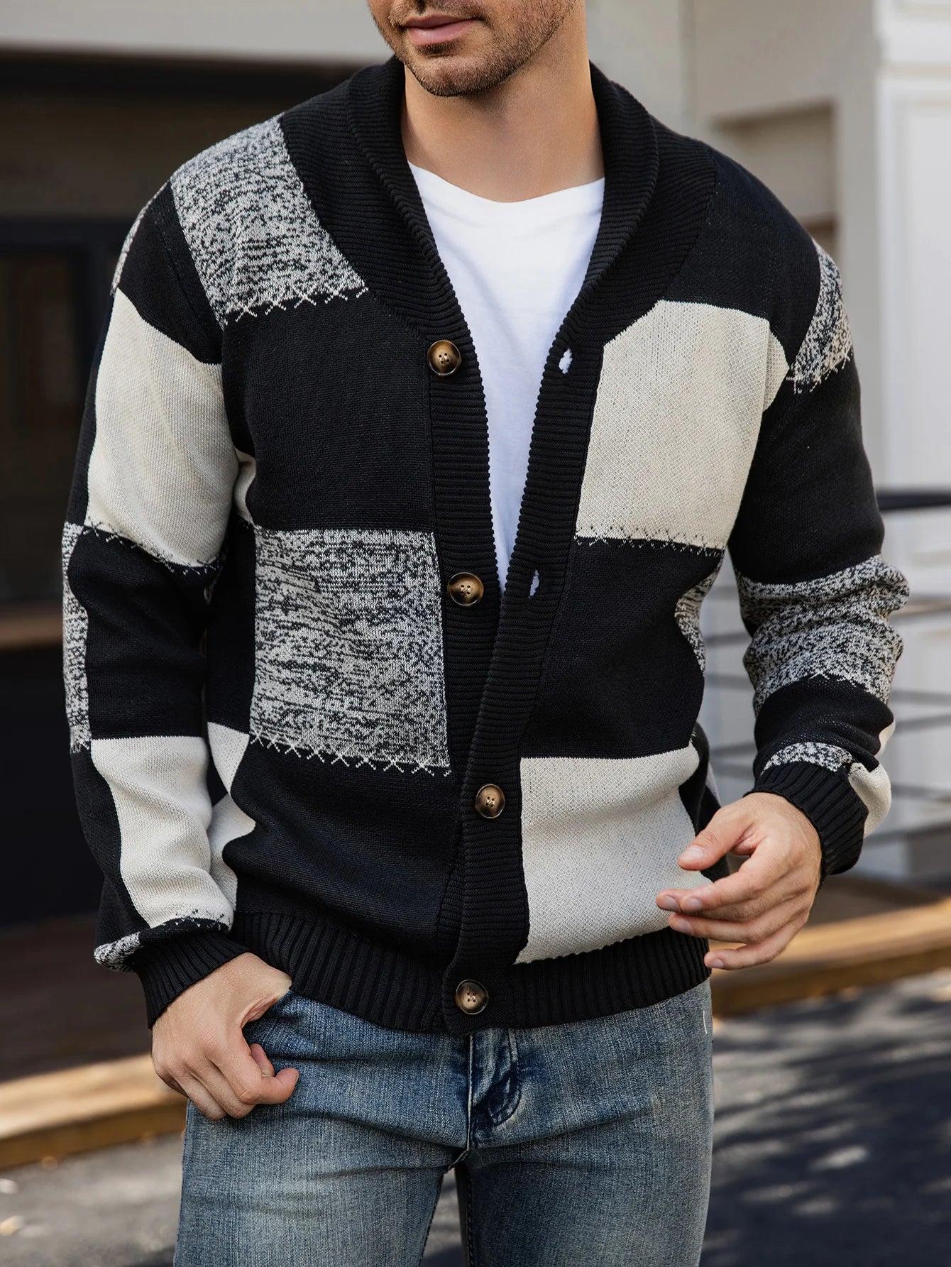 Men's Plaid Cardigan Sweater