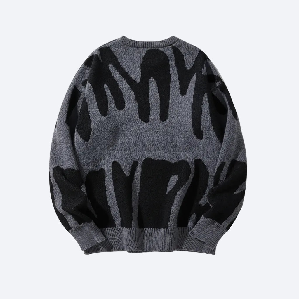 Irregular Jacquard Pattern Pullover Sweater