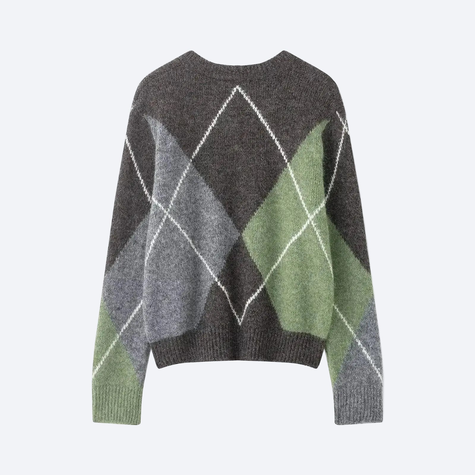 Women Argyle Knitted Sweater