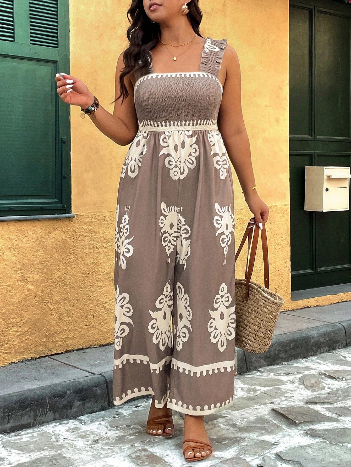 Plus-Size Women's Printed Jumpsuit
