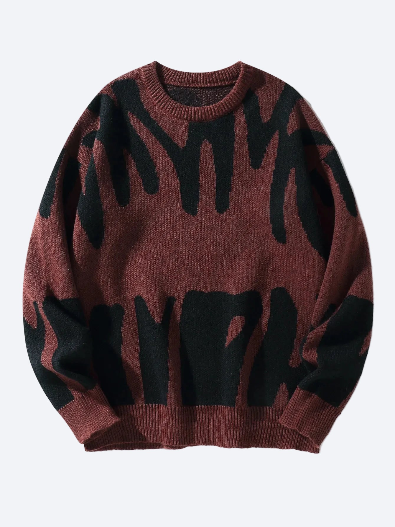 Irregular Jacquard Pattern Pullover Sweater