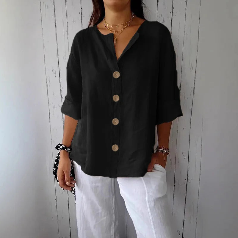 Women's  V-Neck Cotton Shirt