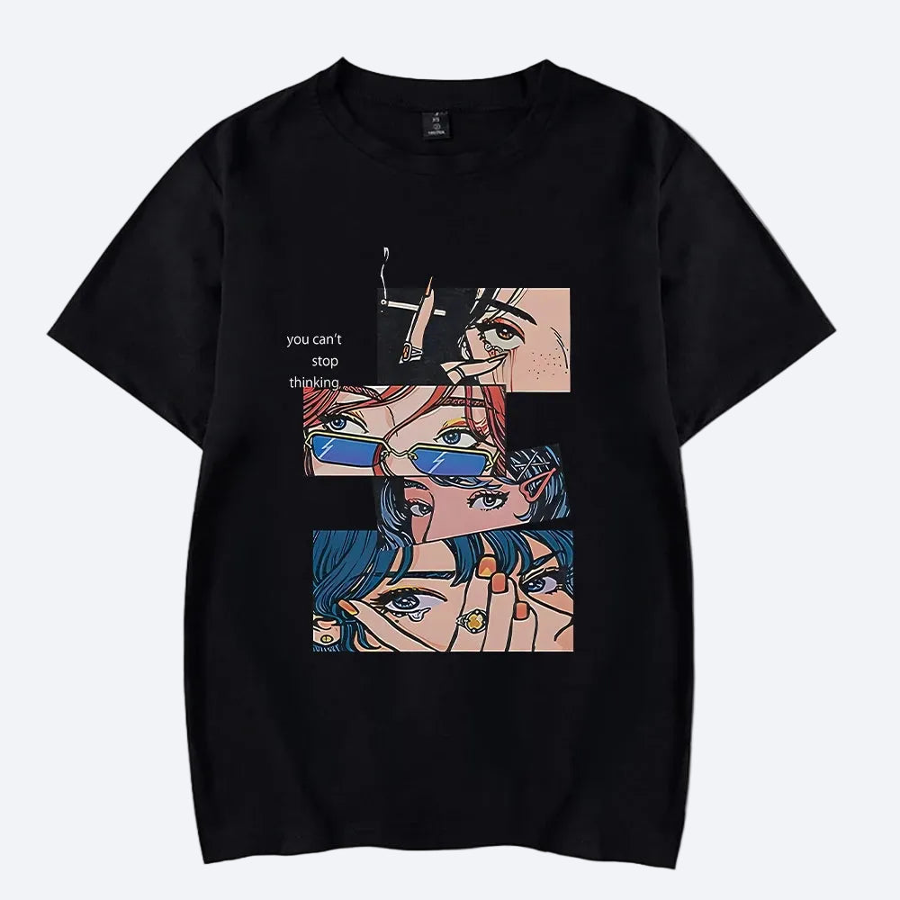 Men Streetwear Vintage Anime Graphic T-Shirt