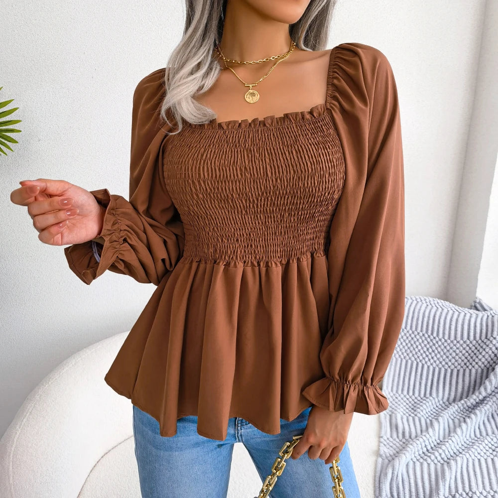 Women Long Sleeve Chiffon Blouse