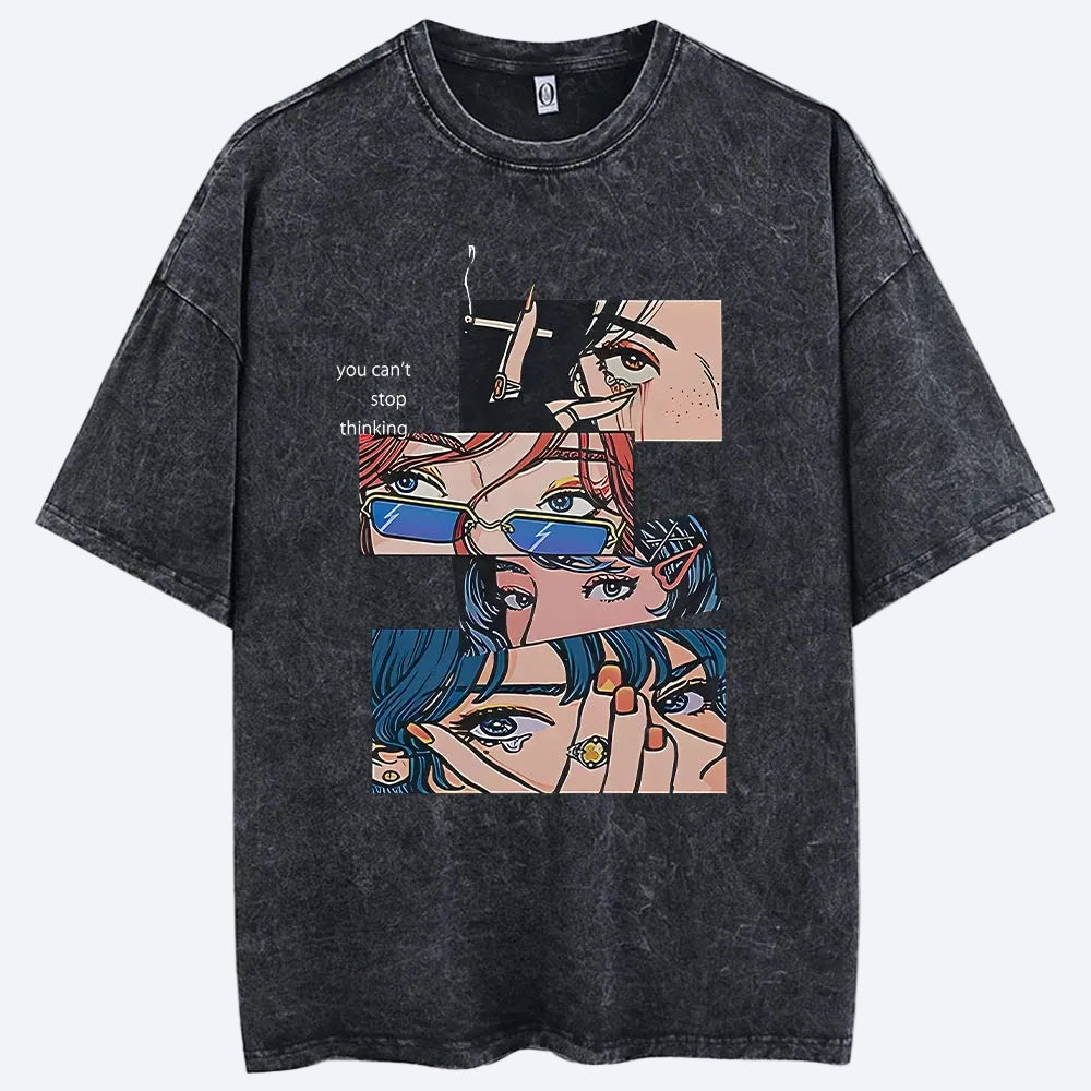 Men Streetwear Vintage Anime Graphic T-Shirt