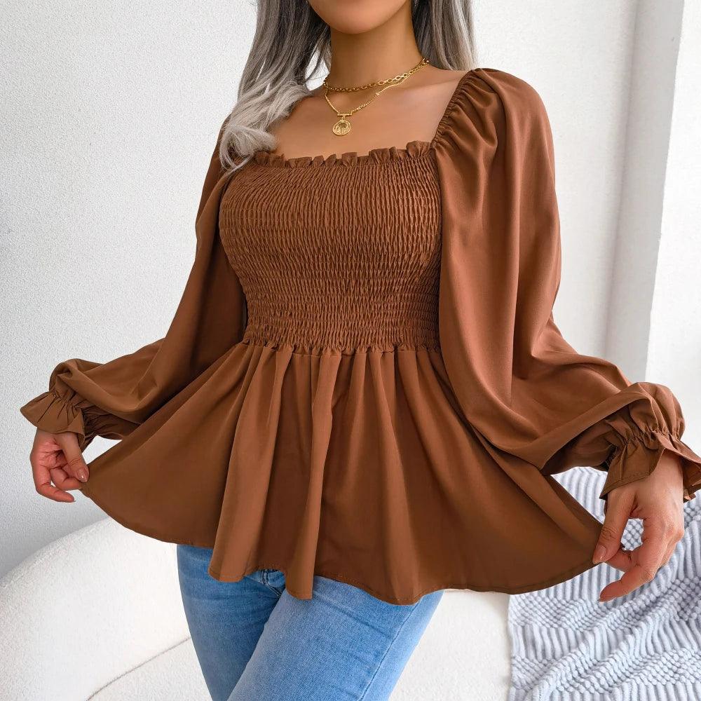 Women Long Sleeve Chiffon Blouse