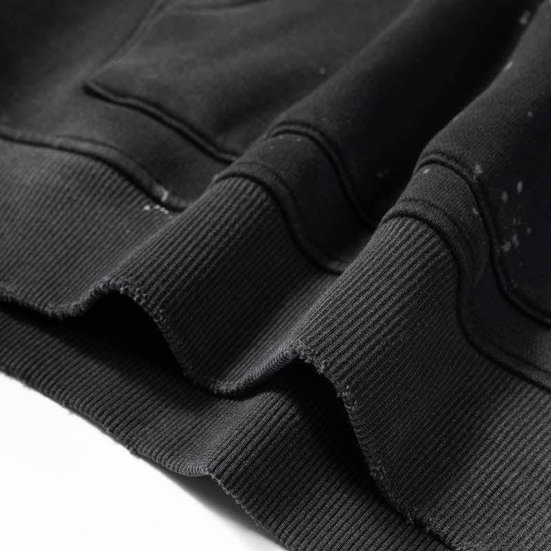 Vintage Wash Frayed Fleece Hoodie