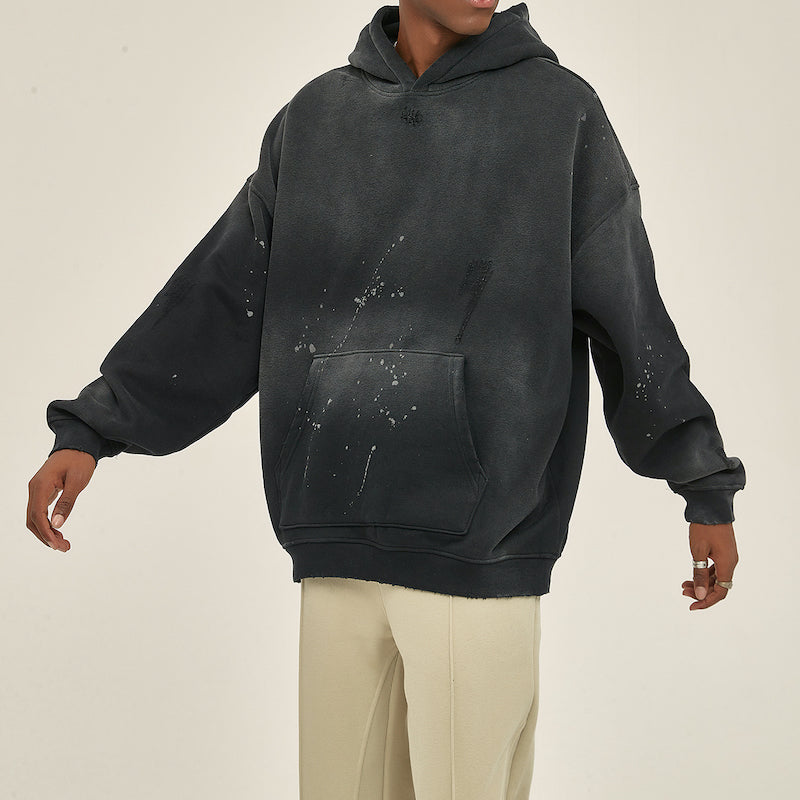 Vintage Wash Frayed Fleece Hoodie