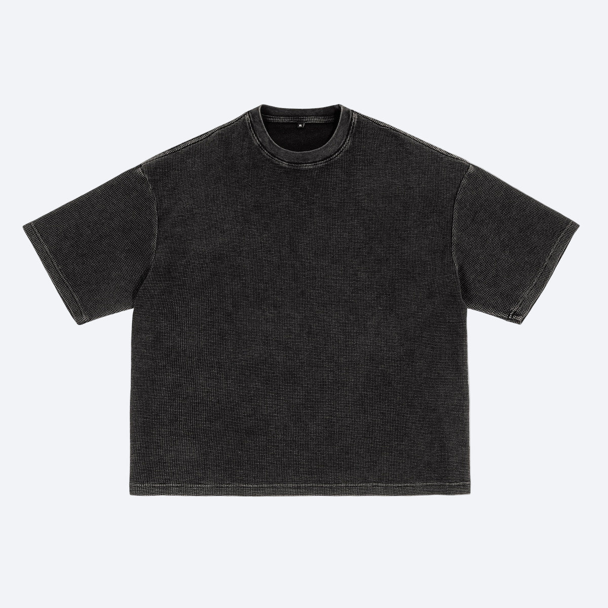 Waffle-Texture Washed Cropped Boxy T-Shirt(250GSM)